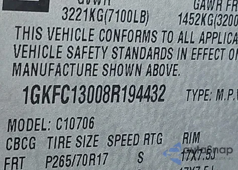 2008 GMC Yukon Slt z USA, uszkodzony, nr VIN 1GKFC13008R194432